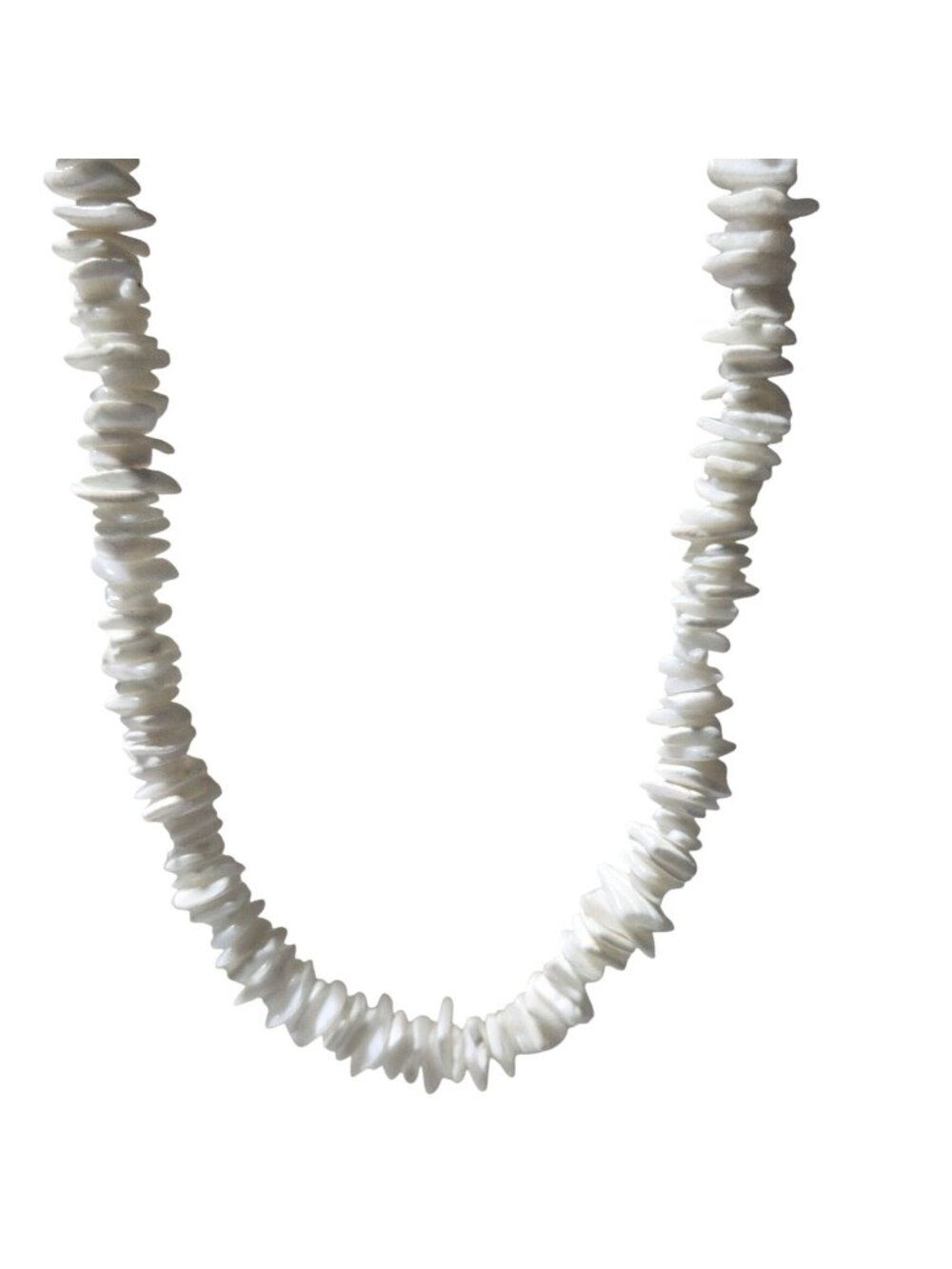 White Shell Beaded Necklace Nugget Chip Beads Beach Core Surfer Summer Vacation